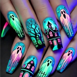 Glow-in-the-Dark Halloween Nail Art